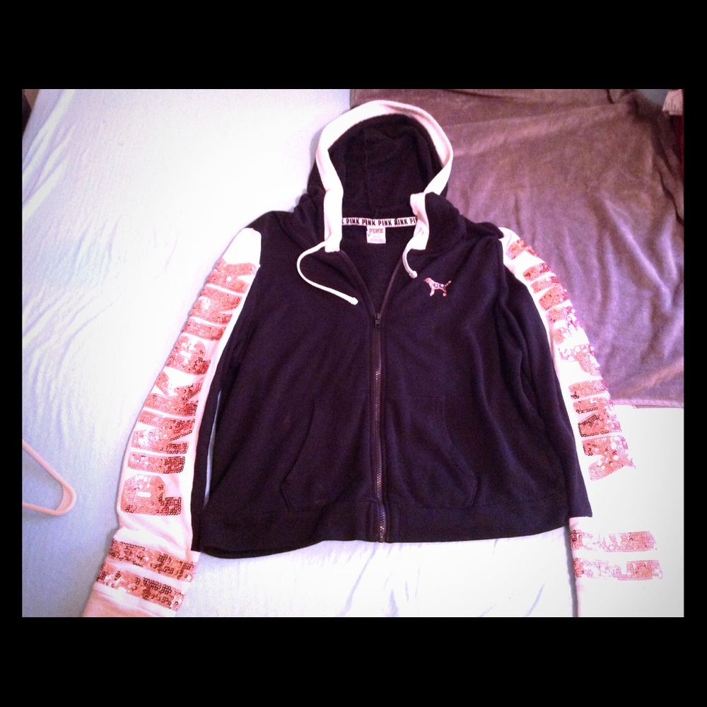 Vs pink bling full zip hoodie